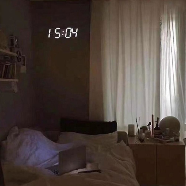 Digitalt 3D LED Væg-/Bordur Alarm Store Tal Automatisk Lysstyrke USB Temperatur