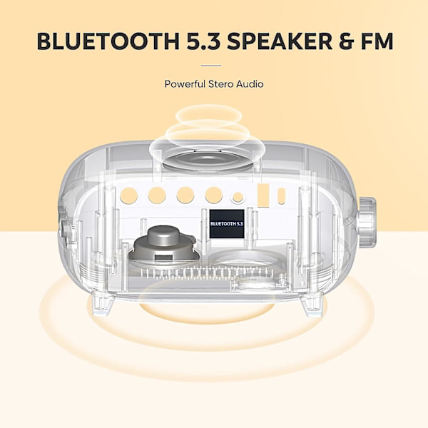 Sunrise Alarm Clock med Sunrise Simulering, Wake Up Light med Snooze, Trådlös laddare, Bluetooth