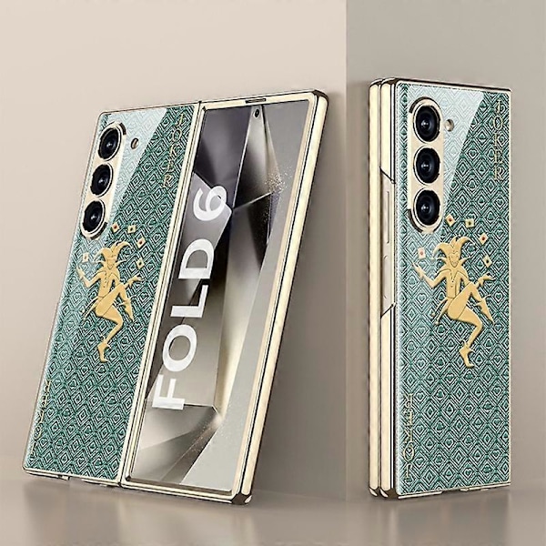 GKK Etui til Samsung Galaxy Z Fold6 5G Elektroplettering Trykt Mønster Hærdet Glas+PC Telefoncover Multicolor Style L