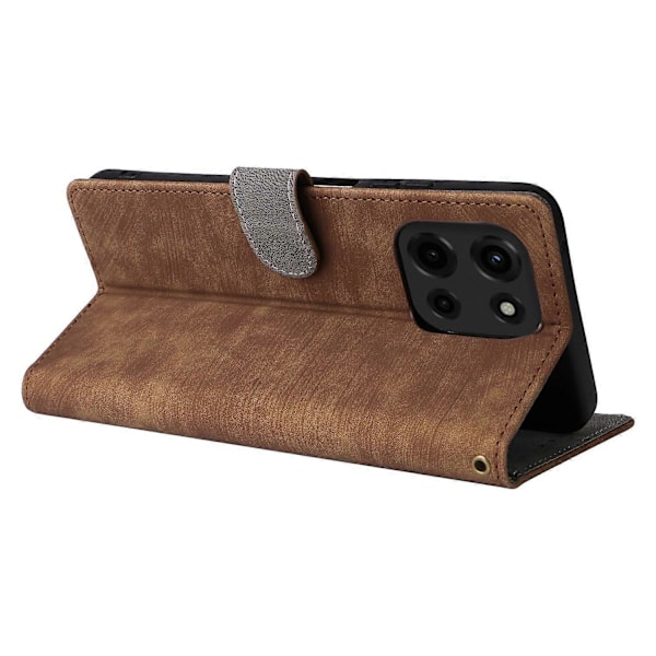 Til Motorola Moto G 5G (2025)/Moto G (2025) 5G Wallet Case RFID-blokering PU Læder Cover Stand View Multicolor Brown