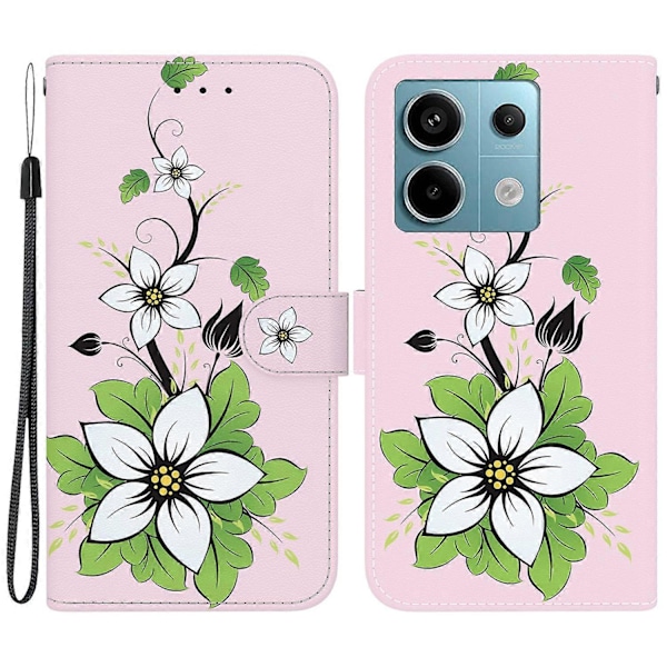 Plånboksfodral för Xiaomi Redmi Note 13 Pro 5G/Poco X6 5G, Telefon Läderfodral Mönstertryck Multicolor Lily