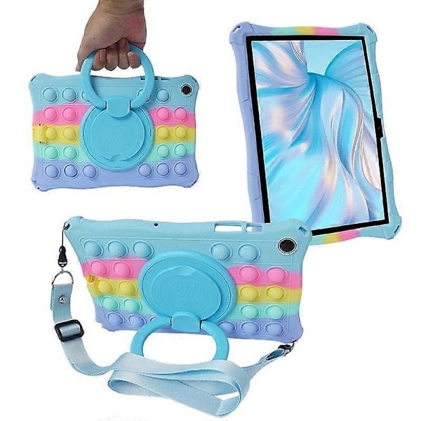 Samsung Galaxy Tab A9 -kotelo Pop Bubble PC+Silikoni Kotelo Käsikahva Jalusta Tablettisuoja Multicolor Style D