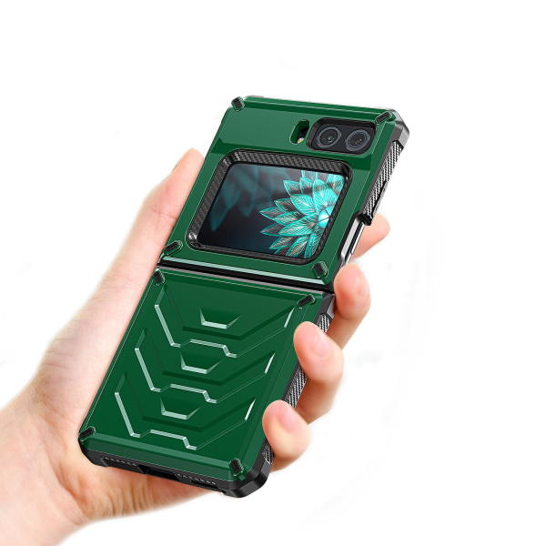 För Motorola Moto Razr 2022 5g Rugged Series Stötsäker TPU-ram + PC-baksida Case Cover Green