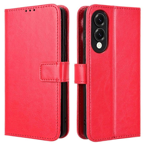 Til Samsung Galaxy S25 Edge Etui Crazy Horse Tekstur PU Læder Telefon Wallet Cover Multicolor Red