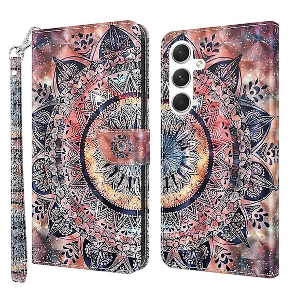 Samsung Galaxy S24+ -kotelo, 3D-kuvioitu puhelinkuori lompakkotelineellä Multicolor Style C