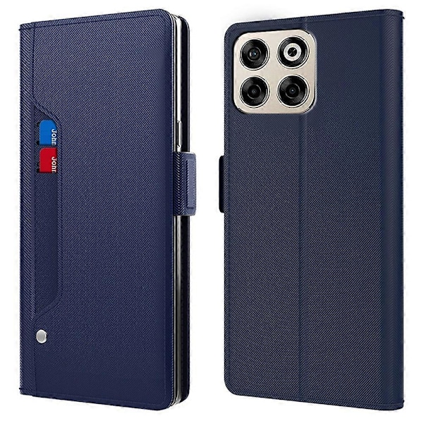 För ZTE Blade V70 Fodral Ställ PU Läder Telefonskal Korthållare Spegel Multicolor Blue