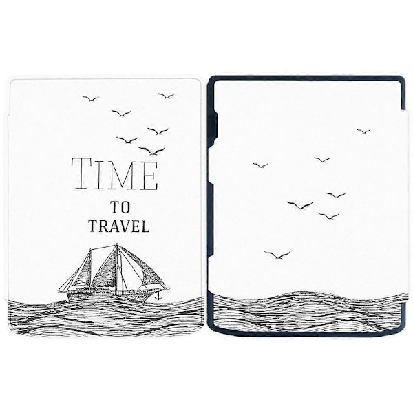 Til PocketBook InkPad Color 2/3 PB743 E-Reader Etui Mønstertryk PU Læder Flip Cover Multicolor Time to Travel