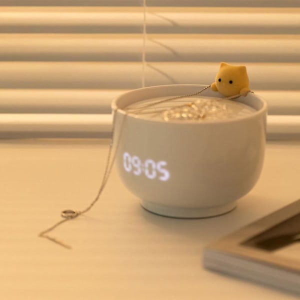 217 Väckarklocka Multifunktionell högprecision Touch Sensing Söt Tekopp Cat Digital Väckarklocka Des Pink