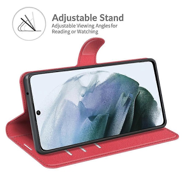 Wallet Design Læder Telefon Cover Folio Flip Cover med Støttefod til Samsung Galaxy S21 FE Multicolor Style C