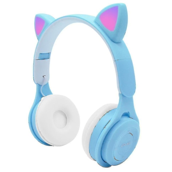 Headset Bluetooth Led Cat Ear Gaming Hörlurar Trådlösa Over-ear hörlurar-färg: blå