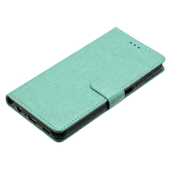 Læder Telefon Cover med Pung, Støttefod og Praktisk Rem til iPhone 14 - Multicolor Green
