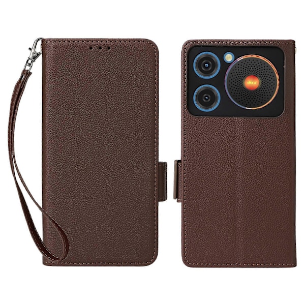 För ZTE nubia Music Fodral Litchi Textur PU Läder Plånbok Flip Telefonfodral - Grå Multicolor Brown