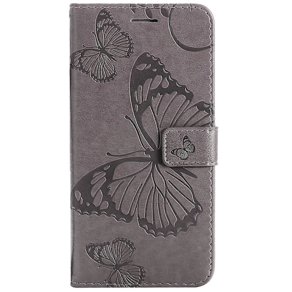 KT Imprinting Flower Series-2 til vivo Y76 5G PU Læder Bog Stand Case med Præget Sommerfugl