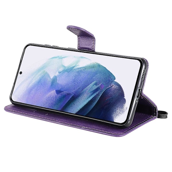 KT Leather Series-2 Lommebok Stativ Design Anti-Ripe TPU+PU Lær Telefondeksel med Praktisk Stropp Multicolor Style E