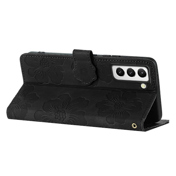 Til Samsung Galaxy S22 5G Stødsikkert PU Læder Telefon Cover Stativ Wallet Blomster Præget Telefon Cover Multicolor Style E