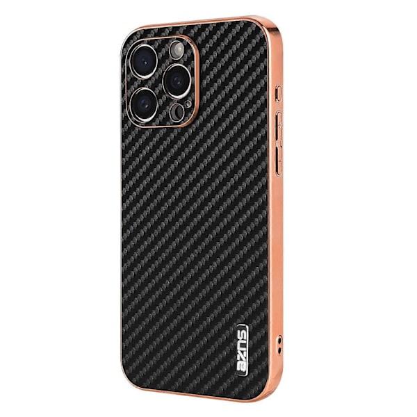 AZNS Etui til iPhone 14 Pro Max Elektroplettering Kulfibertekstur PU+TPU Telefoncover Multicolor Style D