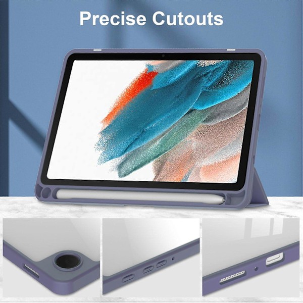 Til Samsung Galaxy Tab A9 Etui PU+TPU+Akryl Klar Bagside Tablet Cover med Penholder Multicolor Style E