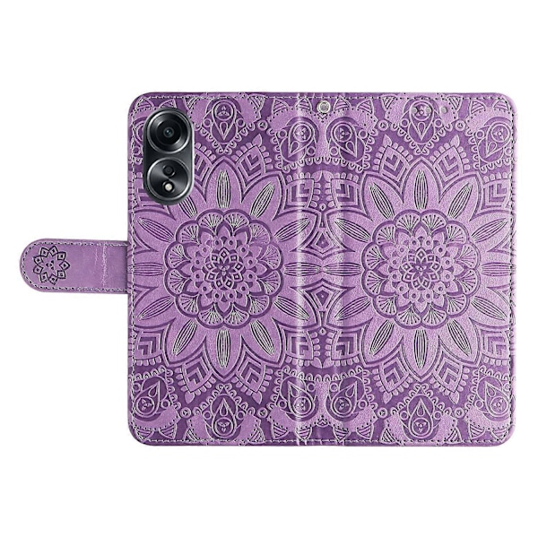 Mobiltelefonetui til Oppo A58 4G, Wallet Stand Shell PU Læder Solsikke Præget Telefoncover Multicolor Style C
