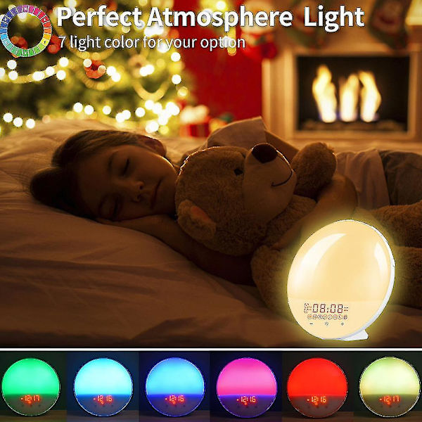 Sunrise Alarm Clock, Wake Up Light Med Sängshaker, Fm Klockradio Med Sunrise Simulering