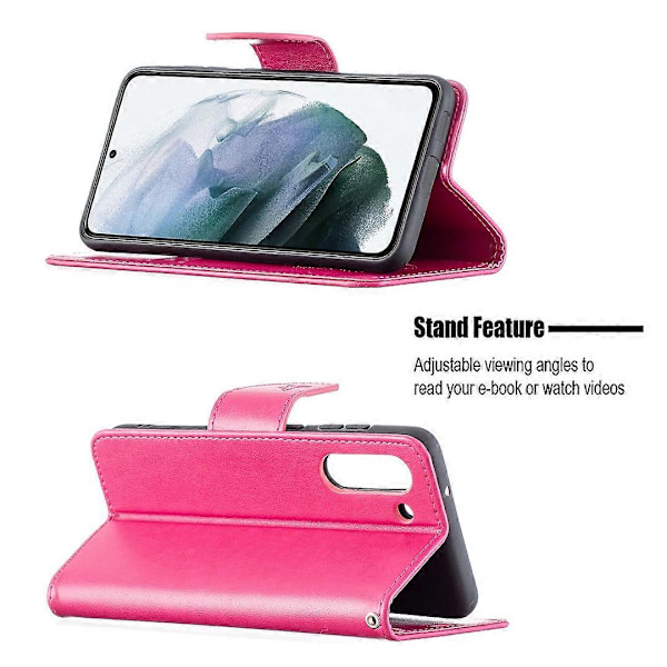 Imprint Fjäril Plånbok Läder Ställ Fodral för Samsung Galaxy S21 FE 5G Multicolor Style E