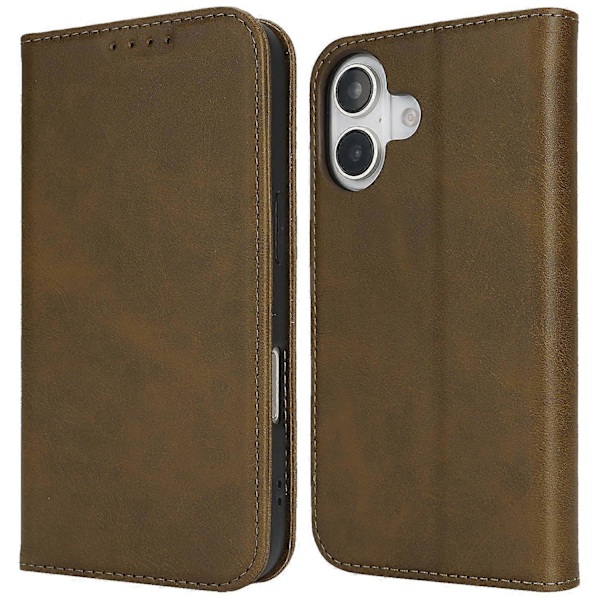PU-læder kalveskinds tekstureret magnetisk lukning smartphone cover til iPhone 16 Plus Multicolor Style E