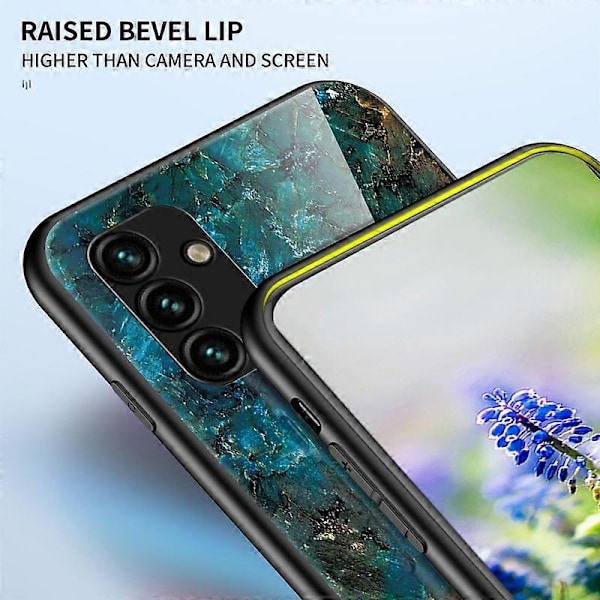 Til Samsung Galaxy A34 5G Marmor Mønster Print Hærdet Glas+PC+TPU Telefon Cover Bagside Multicolor Style C