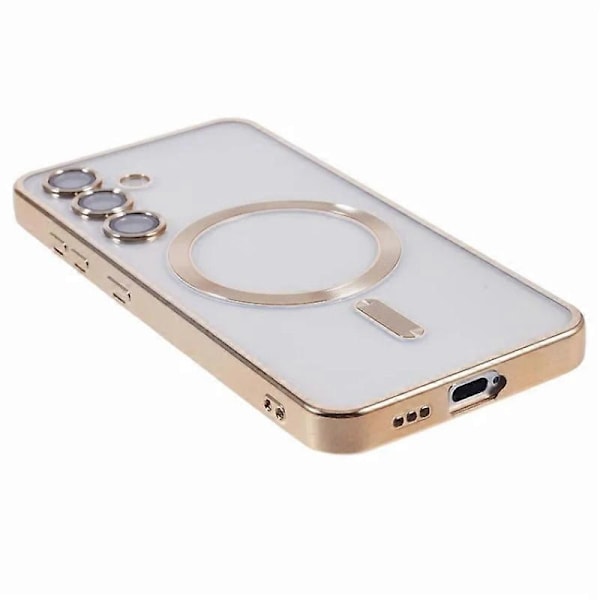 Samsung Galaxy S24+ Magneettikotelo WANLONFENG Täysi Suojaus Galvanoidulla TPU-kuorella ja Karkaistulla Lasilla Multicolor Gold