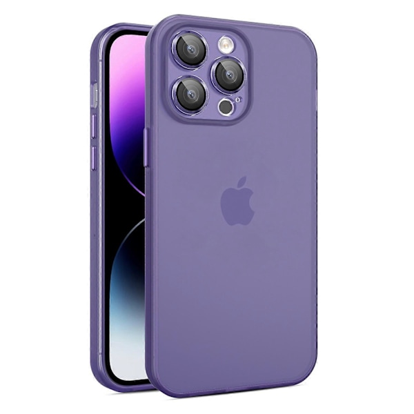Stöttåligt mobilskal för iPhone 15 Plus PC+TPU Genomskinligt Matt Skal med Kameralinsskydd i Glas Multicolor Style A