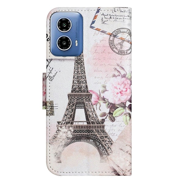 Til Motorola Moto G35 5G Etui Kryds Tekstur Læder Telefon Cover Mønster Print Multicolor Style I