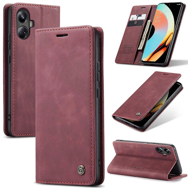 Til Realme 10 Pro+ 5G Etui CASEME 013 Serie Kortholder Stativ Læder Telefon Cover Multicolor Style D