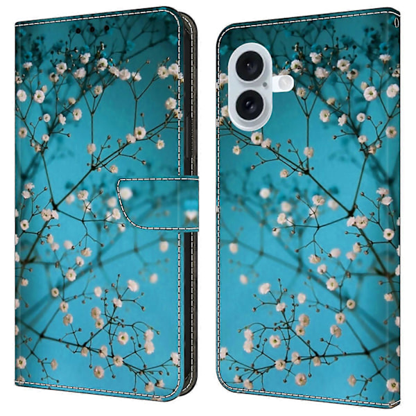 Skal för iPhone 16 Mönstertryckt Skyddande Fodral TPU+PU Läder Flip Telefonfodral Multicolor Style F