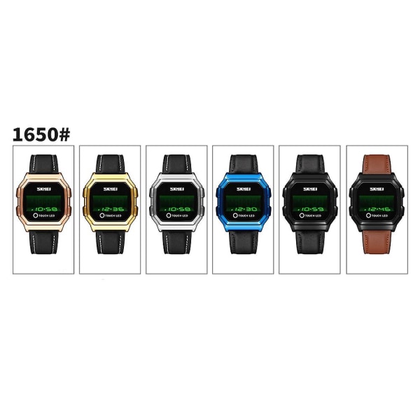 Skmei 1650 Läderrem Version Elektronisk watch Läderrem Version Gold