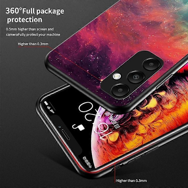 För Samsung Galaxy A35 5G Stjärnklar Himmel Mobilskal Härdat Glas Baksida Multicolor Cosmic Starry Sky