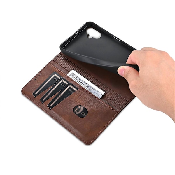 AZNS Etui til Samsung Galaxy A06, Ko Lædertekstur PU Læder Wallet Telefon Cover - Grøn Multicolor Coffee