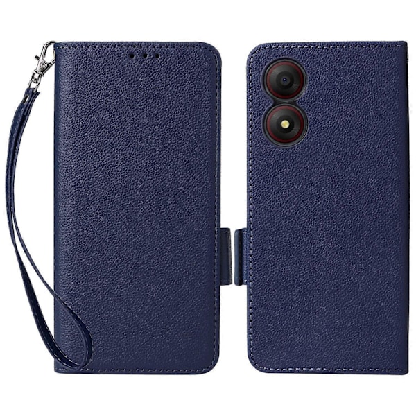 För ZTE Blade A34 Mobilskal Läder Litchi Textur Skydd med Magnetlås Multicolor Dark Blue