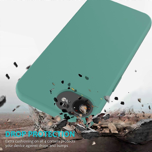 För iPhone 16e Skal Fallsäkert Flytande Silikon Mjukt Foder Baksida Telefonskydd Multicolor Dark Green
