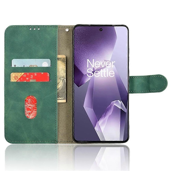 Læder Etui til OnePlus 13R 5G/Ace 5 Pro 5G Hudfølelse Anti Drop Wallet Flip Telefon Cover Multicolor Green