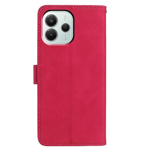 Fodral för Xiaomi Redmi Note 14 5G, fjärilsblomma tryckt PU-läder plånboksställ telefonskydd Multicolor Rose