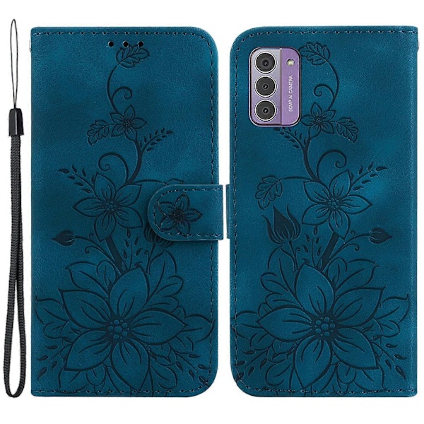 Præget Lily Blomst Cover til Nokia G42 Læder Wallet Stødsikkert Stativ Telefon Cover Multicolor Style B