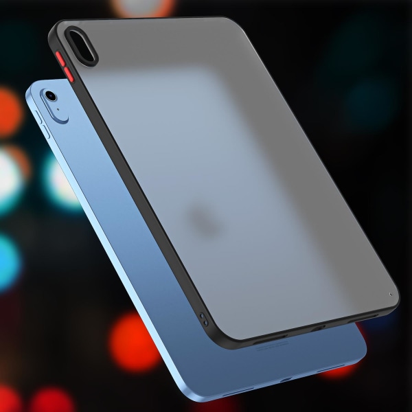 För Ipad 10.9 (2022) Slim Matte Case Contrast Color Pc+tpu Tablet Back Protector Cover Black