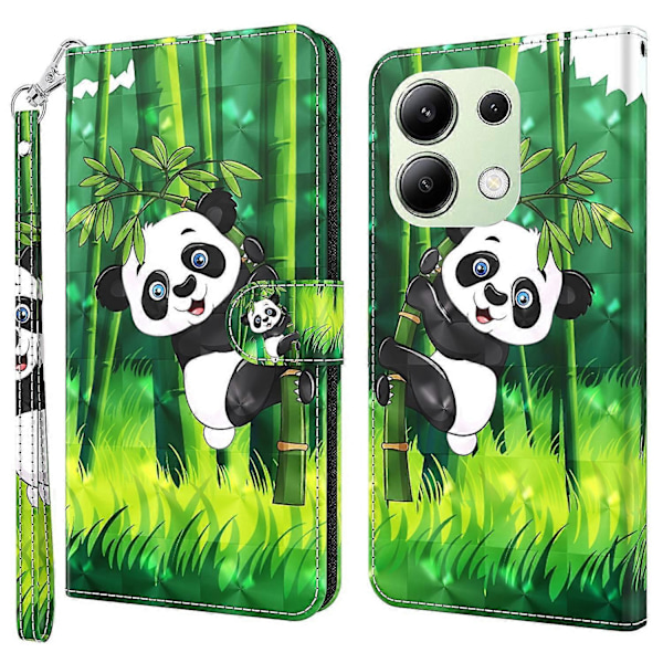 För Xiaomi Redmi Note 13 4G Mobilskal 3D Mönstertryck Läder Flipfodral med Handrem Multicolor Style G
