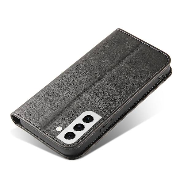 Fallsäkert phone case för Samsung Galaxy S21 Fe 5g , Pu läder plånboksställ Business Style Cover Black