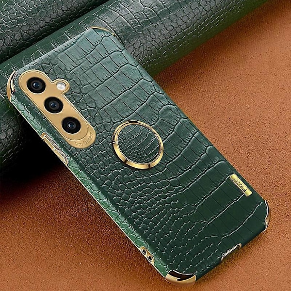 Samsung Galaxy S23 FE -kotelo, rengaspidike, krokotiilinnahkajäljitelmä, nahka+TPU-puhelinkuori Multicolor Style C