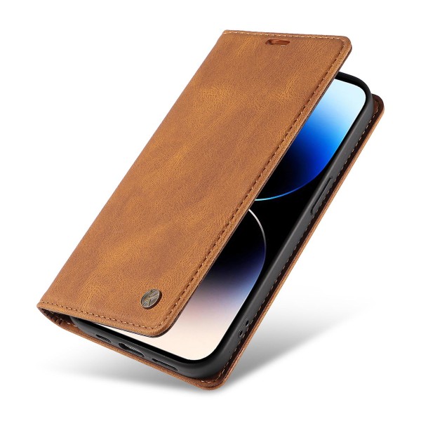 Til Iphone 15 Pro Max Hud-berørings PU Læder Shell Wallet Stand Telefon Cover Brown