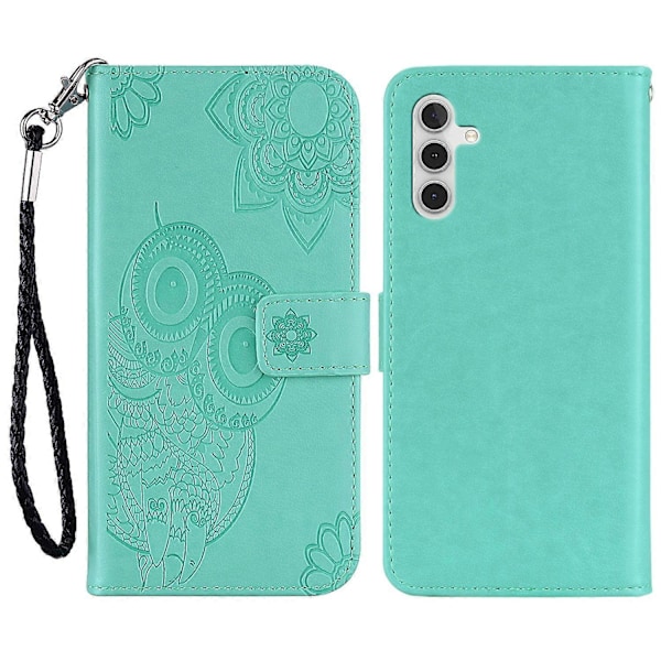 Til Samsung Galaxy S23 FE Cover Ugle Præget PU Læder Telefon Cover med Wallet Stand Multicolor Style D