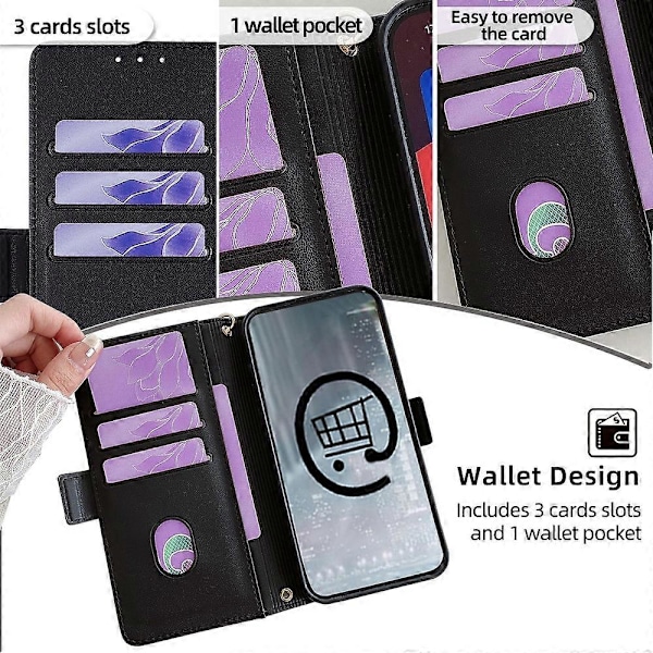 Læder Wallet Case med RFID-blokering og stativ til Realme GT 7 Pro 5G med håndrem - Grøn Multicolor Black