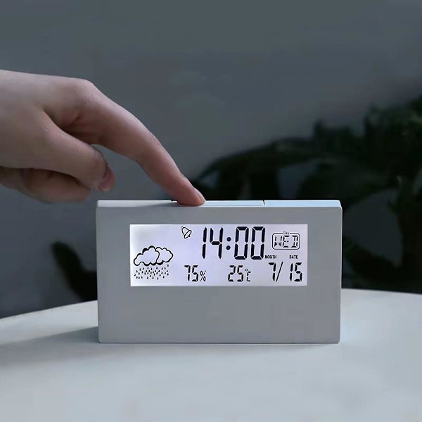 Digital reseväckarklocka - hopfällbar kalender & temperatur & timer LCD-klocka med snoozeläge - stor sifferskärm, batteridriven - kompakt design