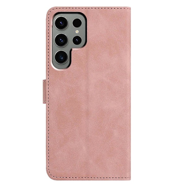 Til Samsung Galaxy S24 Ultra Case Sommerfugl Blomst Præget PU Læder Wallet Stand Telefon Cover Multicolor Rose Gold
