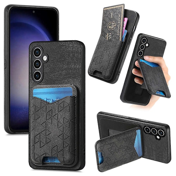 Til Samsung Galaxy S23 FE Etui med Præget Mønster Kortholder Støtteben Læder Bagcover Multicolor Style D