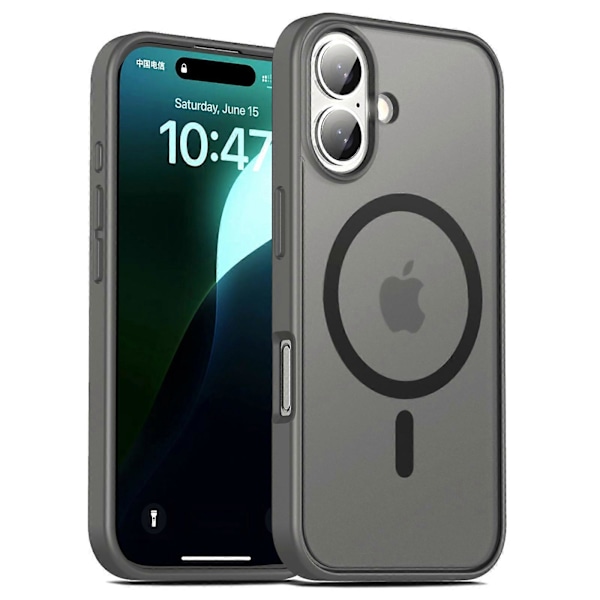 Skal för iPhone 16 Plus Matt PC+TPU Telefonfodral Kompatibelt med MagSafe- Multicolor Grey